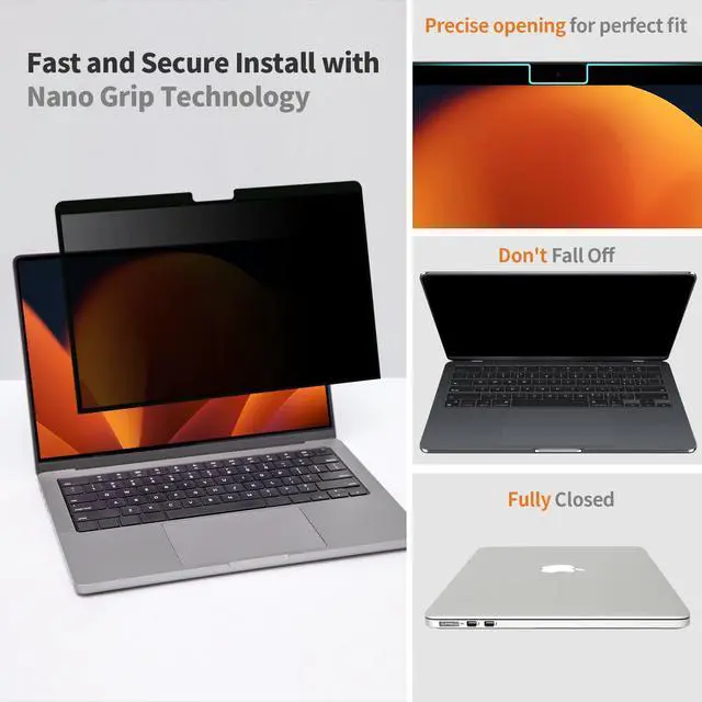 Alt view image 4 of 5 - BSPROTE Privacy Screen for MacBook Pro 14 Inch (2021-2024, M1, M2, M3, M4), Removable Anti-Spy Filter for Mac Pro 14.2", Eye Protection HD Anti-Scratch