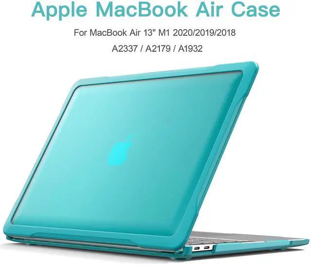 Alt view image 2 of 5 - BYCeKe Ultimate Matte Protection Case for MacBook Air 13 inch M1 2022-2018 A2337 A2179 A1932 Matte Soft Anti-Scratch Microfiber Military Grade Shockproof for Mac Air M1 Case&Keyboard Cover,Cyan
