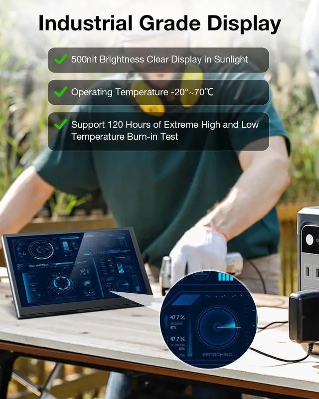 Alt view image 2 of 5 - WINGCOOL 7 Inch Mini Touchscreen Monitor Tiny Industrial Grade Small HDMI/USB Portable Display, 1024x600,Responsive Smooth Touch, Built-In Buzzer Compatible With Desktop Pc Windows10/11/Android/Linux