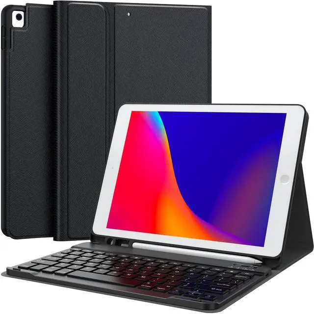 Main image of CHESONA Keyboard Case for iPad 9th Generation 2021 10.2 Inch, Detachable Wireless with Pencil Holder Stand Folio Keyboard Cover for iPad 9th Gen/8th Gen/7th Gen 10.2" (Black)