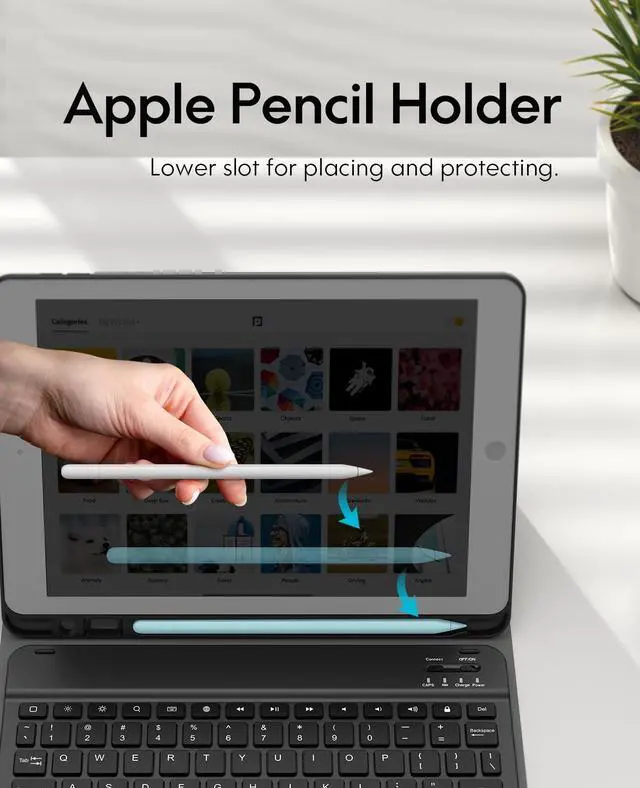 Alt view image 5 of 5 - CHESONA Keyboard Case for iPad 9th Generation 2021 10.2 Inch, Detachable Wireless with Pencil Holder Stand Folio Keyboard Cover for iPad 9th Gen/8th Gen/7th Gen 10.2" (Black)