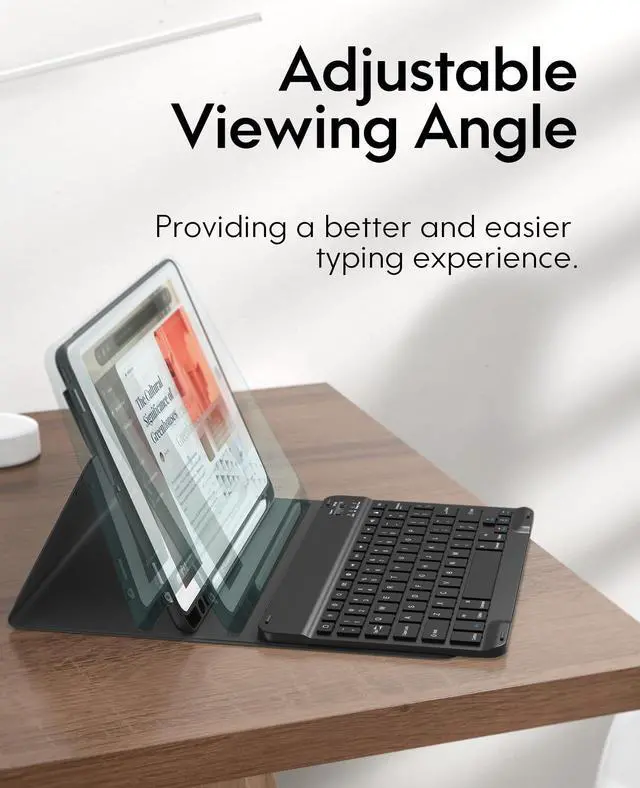 Alt view image 4 of 5 - CHESONA Keyboard Case for iPad 9th Generation 2021 10.2 Inch, Detachable Wireless with Pencil Holder Stand Folio Keyboard Cover for iPad 9th Gen/8th Gen/7th Gen 10.2" (Black)