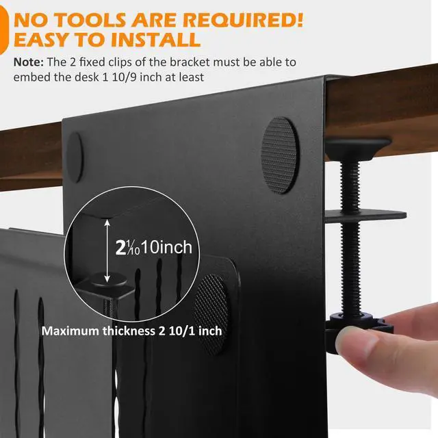 Alt view image 5 of 5 - CIBOTIES Desk Side Storage Holder Organizer for Laptop Clamp-On Shelf, Drilling Standing Drawer, Office Supplies & Studio Essentials (Black)
