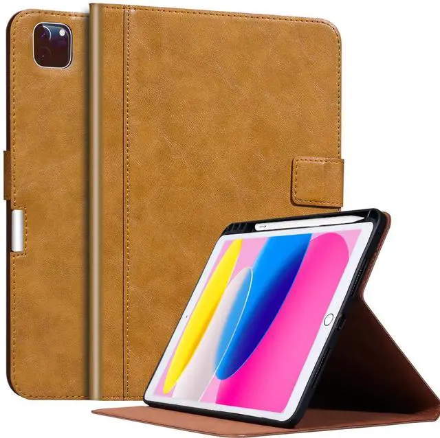 Main image of CPNVWA Genuine Leather Case for iPad Pro 13 2024 Inch M4 2024 with Stylus Holder,Protective Shockproof Premium Leather Smart Folio Cover Adjustable Stand Auto Sleep/Wake Anti-Slip, Brown