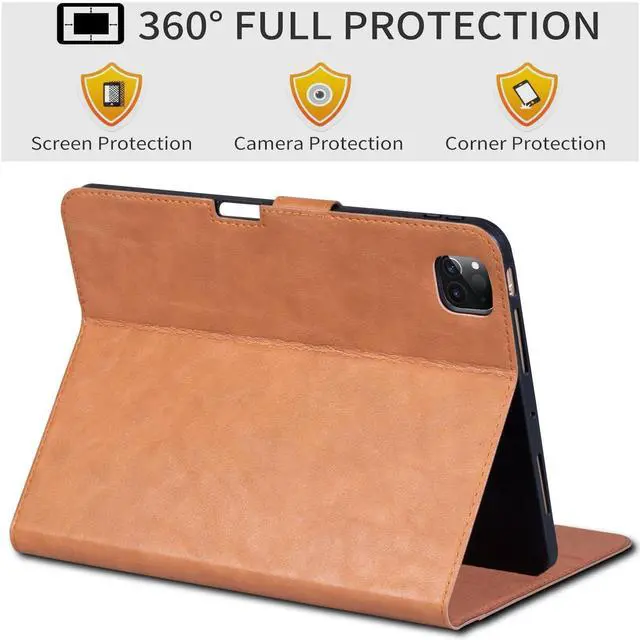 Alt view image 5 of 5 - CPNVWA Genuine Leather Case for iPad Pro 13 2024 Inch M4 2024 with Stylus Holder,Protective Shockproof Premium Leather Smart Folio Cover Adjustable Stand Auto Sleep/Wake Anti-Slip, Brown