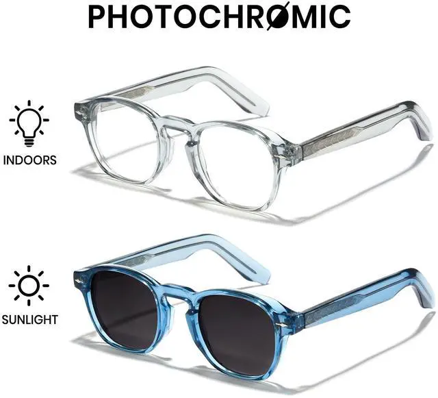 Alt view image 2 of 5 - Cyxus Photochromic Glasses Both Frames and Lenses Color Changing with Blue Light Blocking UV Protection(8230i75 Light Color to Blue)