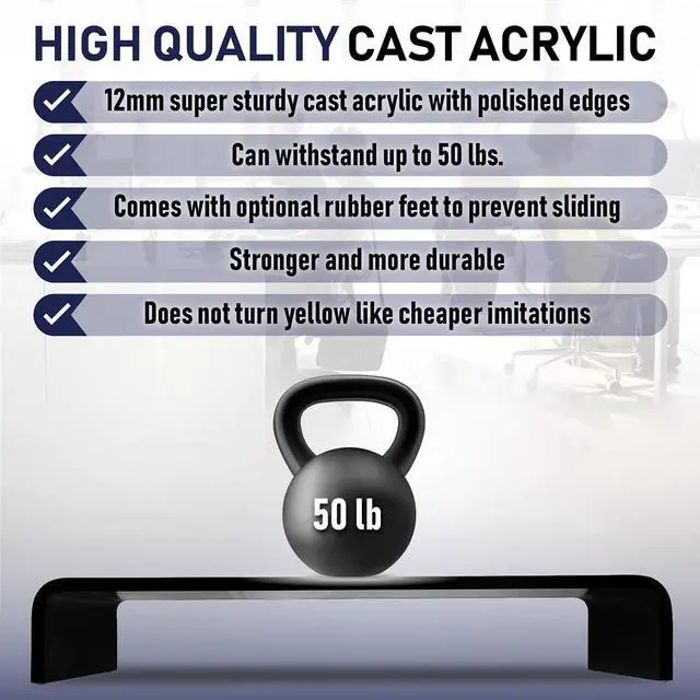 Alt view image 3 of 5 - Acrylic Monitor Stand with Matching Pen Holder, 12mm Thick Clear Acrylic Monitor Riser, Laptop Stand for Home, Office, and Work. Computer Desk Riser with Keyboard Storage for LCD LED TV Screen (Black)