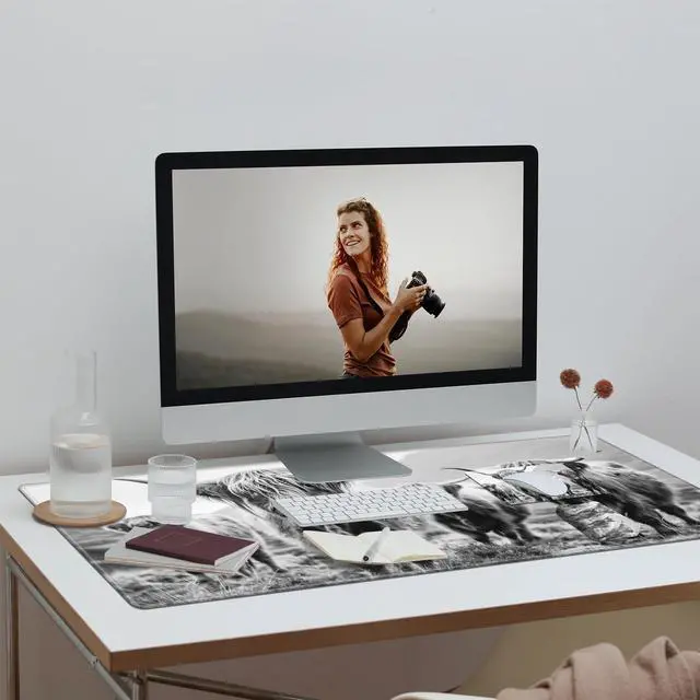 Alt view image 3 of 5 - Gaming Mouse Pad Desk Mat,Small Mouse Pad & Wrist Rest Support Set, Ergonomic Memory Foam Wrist Rest Support & for Laptop Non-Slip Desk Mat (23.6x11.8in)-Highlands Cattle Cow