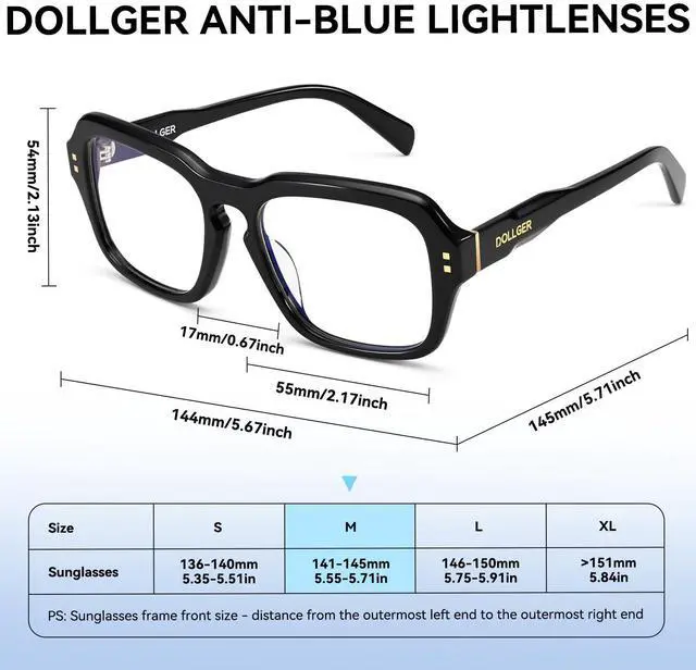 Alt view image 4 of 4 - Dollger Blue Light Blocking glasses women fashion Men Square frame blue light glasses Black D1E240402
