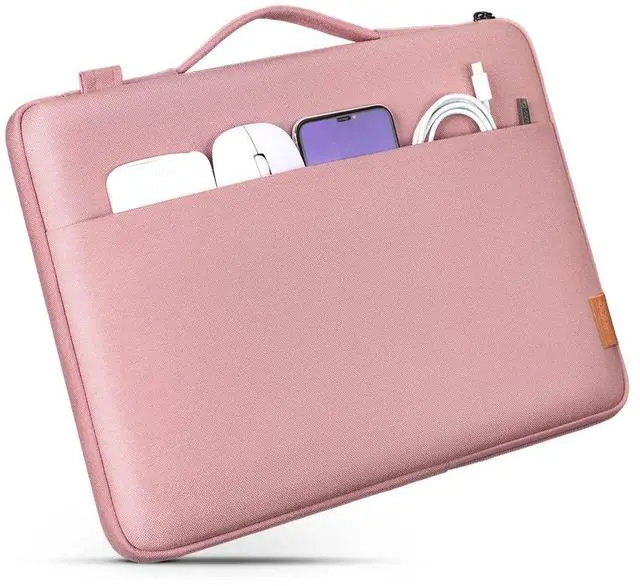 Alt view image 4 of 5 - DOMISO 14 Inch Laptop Bag Cover Waterproof Shockproof Notebook Sleeve Case Shoulder Bag Protective Cover for 14" HP Stream 14 Pavilion 14/2017 ThinkPad X1 Yoga 710/14" ThinkPad A475,Pink