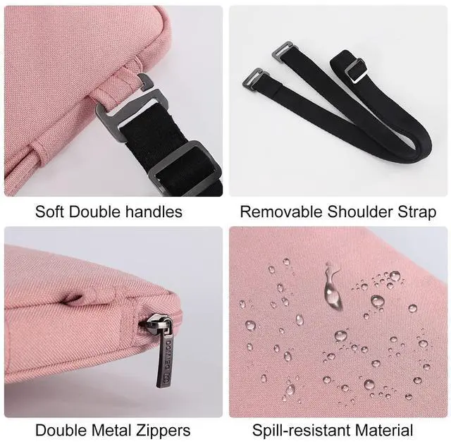 Alt view image 3 of 5 - DOMISO 14 Inch Laptop Bag Cover Waterproof Shockproof Notebook Sleeve Case Shoulder Bag Protective Cover for 14" HP Stream 14 Pavilion 14/2017 ThinkPad X1 Yoga 710/14" ThinkPad A475,Pink
