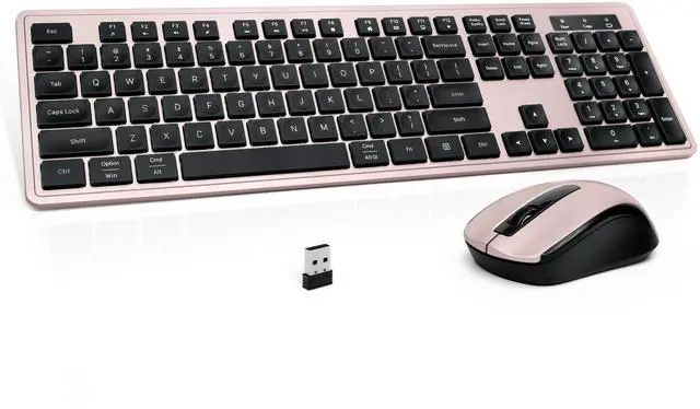 Main image of Wireless Keyboard and Mouse, 2.4GHz Cordless Keyboard Mouse Combo with Numeric Keypad, Plug and Play USB Receiver, Compatible with Windows, Mac, Laptop, and PC(Black Pink)