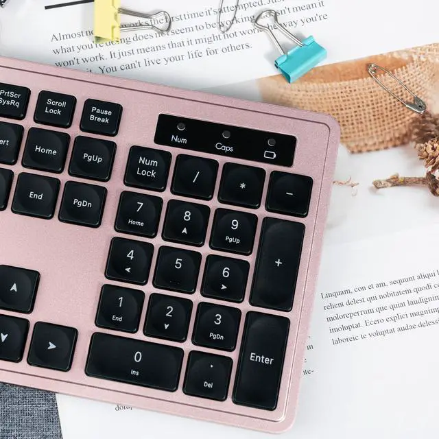 Alt view image 4 of 5 - Wireless Keyboard and Mouse, 2.4GHz Cordless Keyboard Mouse Combo with Numeric Keypad, Plug and Play USB Receiver, Compatible with Windows, Mac, Laptop, and PC(Black Pink)