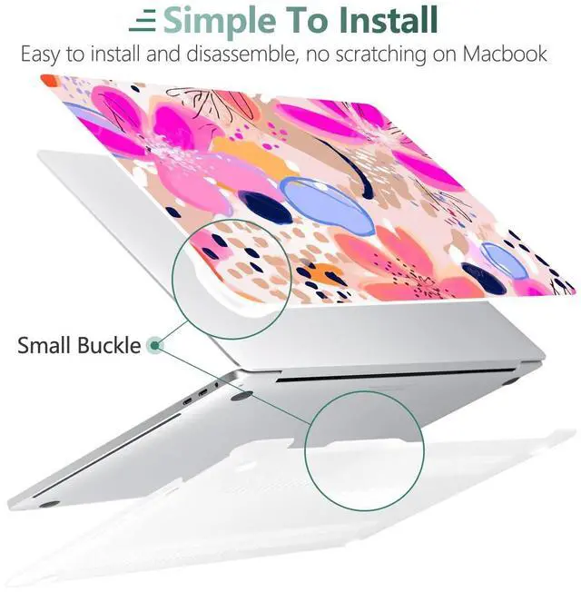 Alt view image 4 of 5 - DONGKE Compatible with Older MacBook Pro 16 inch Case 2020 2019 Release A2141 with Touch Bar Fits Touch ID, Plastic Hard Shell & Keyboard Cover & Screen Film - Floral Artistic