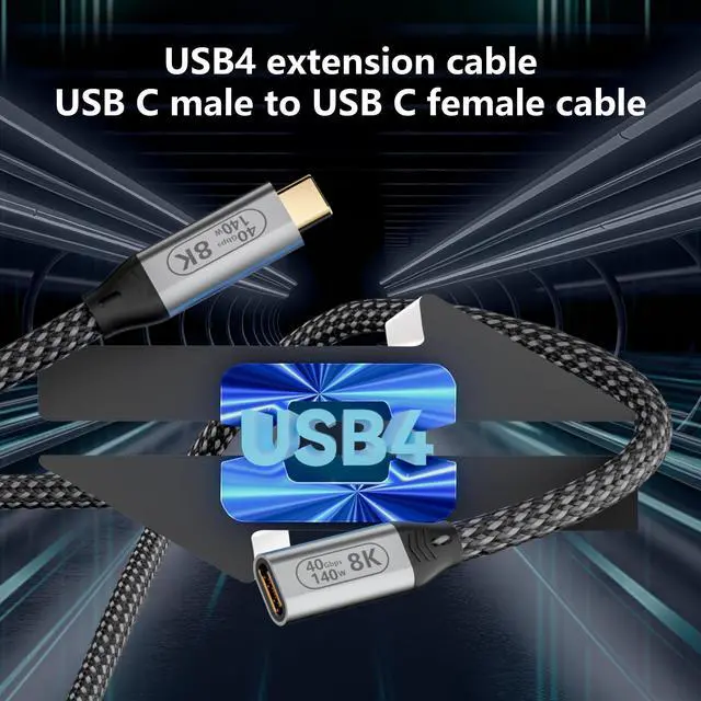 Alt view image 3 of 4 - KMMXXCPM USB-C Male to Female Extra Long 10ft/3M USB4 Data Cable, Compatible Thunderbolt 4, 8K Video Transmission, 40Gbps Data Transfer, 140W PD Fast Charging