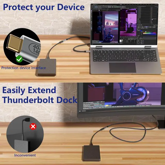 Alt view image 2 of 4 - KMMXXCPM USB-C Male to Female Extra Long 10ft/3M USB4 Data Cable, Compatible Thunderbolt 4, 8K Video Transmission, 40Gbps Data Transfer, 140W PD Fast Charging