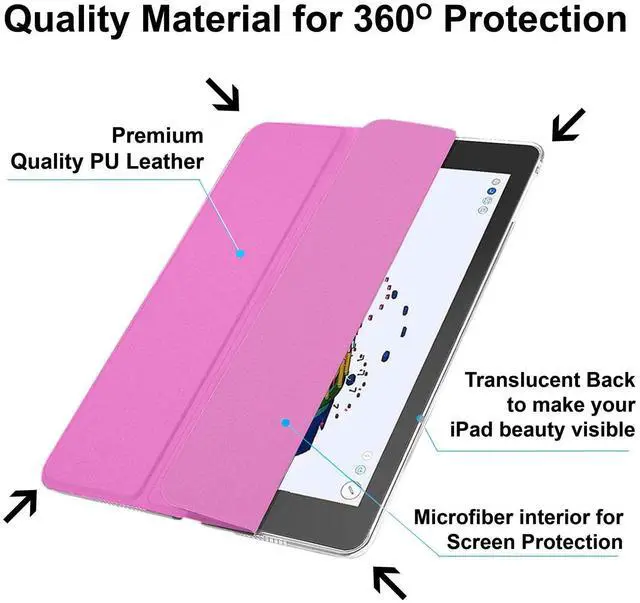 Alt view image 4 of 5 - DuraSafe Cases for iPad 9.7 Inch 2014 Air 2nd Generation [ Air 2 ] A1566 A1567 MGLW2LL/A MGL12LL/A MH0W2LL/A MGKM2LL/A MH182LL/A MGKL2LL/A Ultra Slim Smart Auto Sleep/Wake PC Cover - Light Magenta