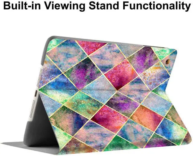 Alt view image 4 of 5 - DuraSafe Cases for iPad 10.5 Inch Air 3rd Gen [ PRO 10.5 Air 3 ] 2017/2019 A1701 A2152 A2123 MUUL2LL/A MUUK2LL/A MUUJ2LL/A MQDX2LL/A MQDT2LL/A Printed Leather Flip Folio Book Cover - Diamond Grid