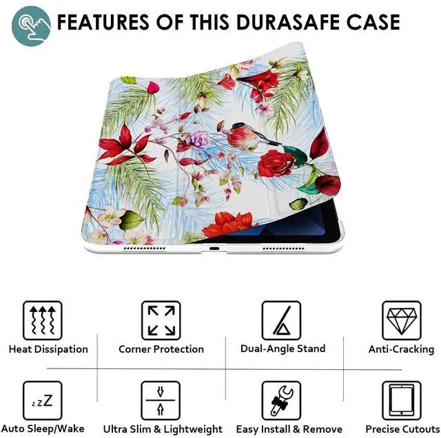 Alt view image 3 of 5 - DuraSafe Cases for iPad PRO 11 Inch 1 Gen 2018 [ PRO 11 1st ] A1980 A1934 MU0T2LL/A MU0Y2LL/A MTXN2LL/A MTXP2LL/A Printed Slim Lightweight PC Dual Angle Stand Clear Flip Back Cover - Birds & Flowers