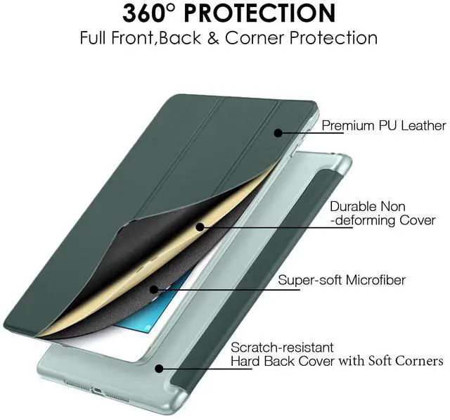 Alt view image 4 of 5 - DuraSafe Cases for iPad Air 4th Gen 10.9" 2020 Cover A2316 A2324 A2325 A2072 MYFQ2LL/A MYFM2LL/A MYFR2LL/A MYFP2LL/A MYFN2LL/A MYHC2LL/A MYG02LL/A MYFY2LL/A MYFX2LL/A MYJ12LL/A MYHX2LL/A Dark Green