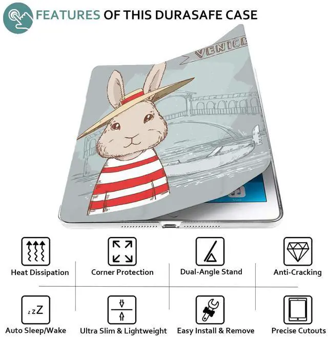 Alt view image 5 of 5 - DuraSafe Cases for iPad Mini 4th Gen 2015 Printed Case A1538 MK6K2LL/A MK6J2LL/A MK6L2LL/A A1550 MK9J2LL/A MK9H2LL/A MK9G2LL/A MK9P2LL/A MK9Q2LL/A MK9N2LL/A MK882LL/A MK862LL/A MK8C2LL/A - Bunny Hat