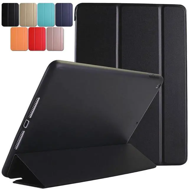 Main image of DuraSafe Cases iPad Air 1 Air 2 9.7 inch 5 6 [ 5th 6th Air 1st 2nd ] A1474 A1475 A1476 MD785LL/A MD788LL/A MD786LL/A MD789LL/A Smart Trifold Lightweight Soft Silicone TPU Back Case - Black