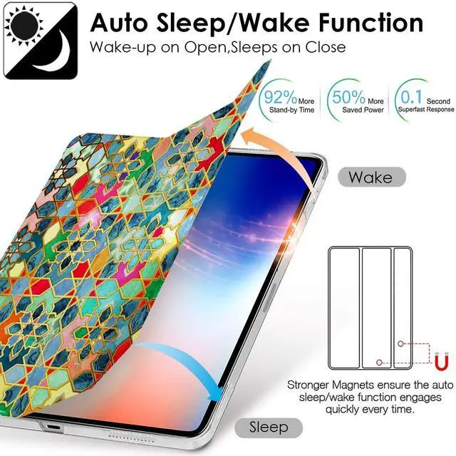 Alt view image 4 of 5 - DuraSafe Cases for iPad Pro 11 inch 4th 3rd 2nd Gen PC Case A2759 MNXE3LL/A MNXD3LL/A A2435 MNXG3LL/A MNXF3LL/A MNXH3LL/A A2762 A2761 MNXN3LL/A MP553LL/A A2377 MHQR3LL/A MHQT3LL/A A2228 - Damask