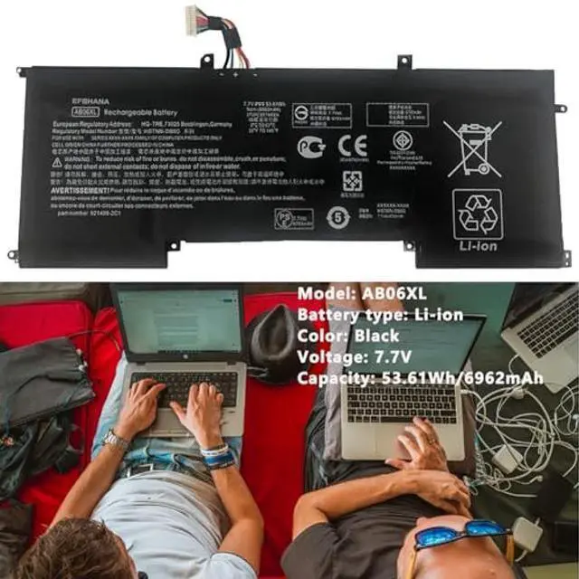 Alt view image 2 of 5 - EFOHANA AB06XL Laptop Battery Replacement for HP Envy 13 2017 13-AD019TU 2EX75PA 2EX78PA 2EX80PA 2EX85PA 2EX88PA Series Notebook HSTNN-DB8C 921408-2C1 921438-855 TPN-I128 ABO6XL 7.7V 53.61Wh 6962mAh