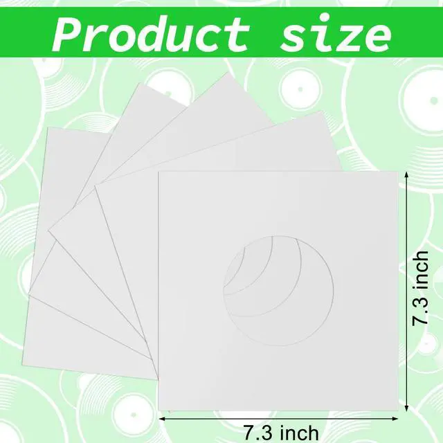 Alt view image 2 of 5 - Eaasty 100 Pieces Paper Vinyl 45 RPM Record Sleeves 7 Inch Record Protection Paper Covers for Singles Square Sleeves Outer Album Covers Vinyl Jacket Covers with Holes for Storage(White)