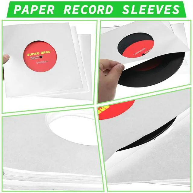 Alt view image 5 of 5 - Eaasty 100 Pieces Paper Vinyl 45 RPM Record Sleeves 7 Inch Record Protection Paper Covers for Singles Square Sleeves Outer Album Covers Vinyl Jacket Covers with Holes for Storage(White)