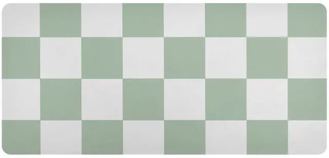 Main image of Mouse Pad Desk Mat Leather Desk Pad Large Gaming Desk Cover Protector Mat for Keyboard Computer Laptop Office Waterproof 35.4 x 16.5 Inch Checkered White and Green