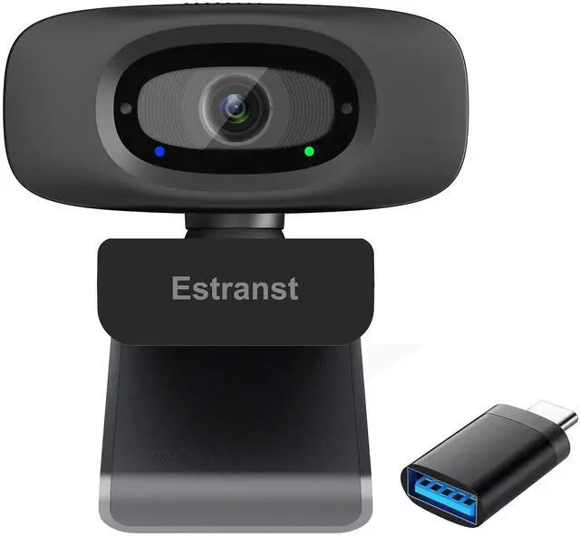 Main image of Estranst 2K Quad HD Webcam with Privacy Cover & Noise-Canceling Microphone, Video Web Streaming Camera for PC Computer Desktop Laptop Mac Zoom Teams &More, 1pc USB C Adapter