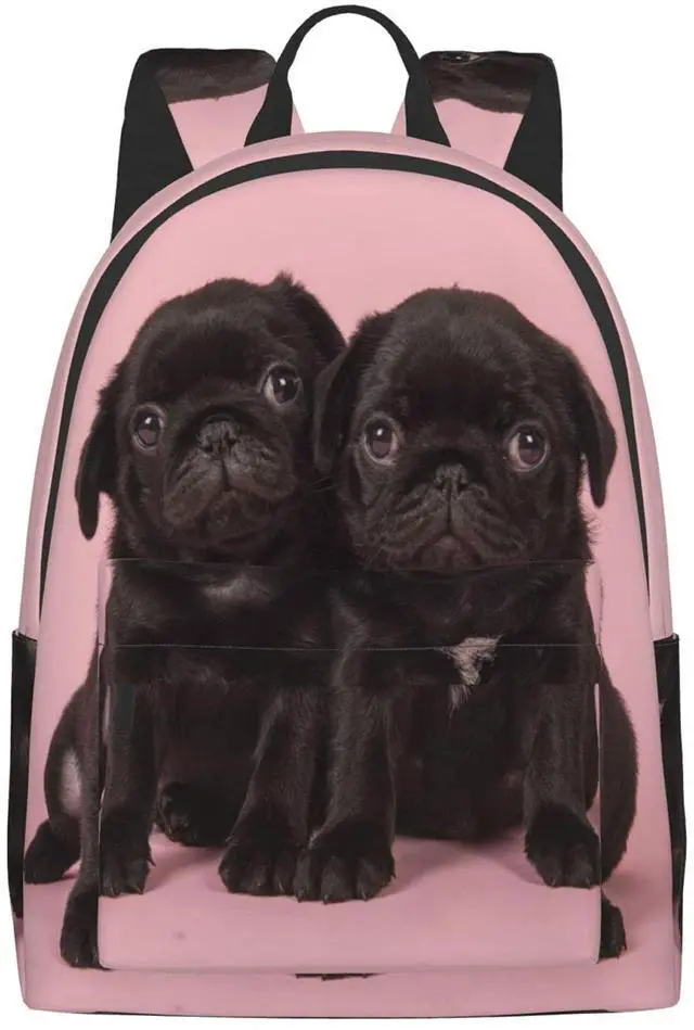 Main image of FeHuew 16 inch backpack Cute Black Pug Laptop Backpack Full Print School Bookbag Shoulder Bag for Travel Daypack