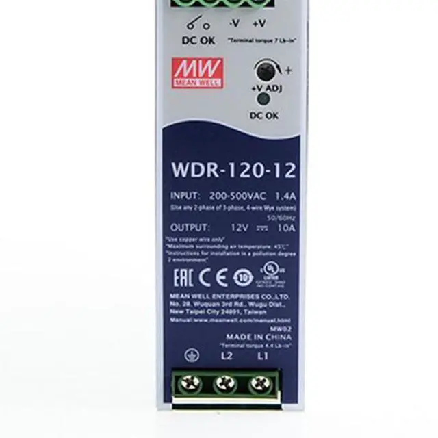 Alt view image 4 of 5 - FerroFab WDR-120-12 12VDC 10A 120W Single Output DIN Rail Industrial Power Supply, Built-in Constant Current Limiting, DC OK Relay Contact, UL508, Reliable & Efficient for Industrial Automation