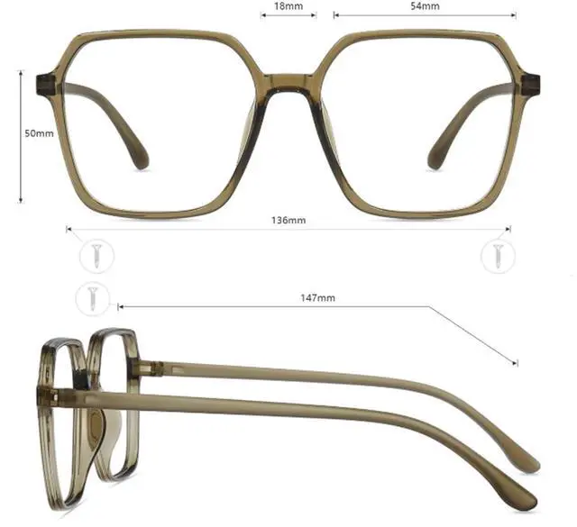 Alt view image 4 of 5 - Firmoo Blue Light Blocking Glasses for Women/Men, Oversized Square Green Frame Computer Glasses for Screen, YC1291