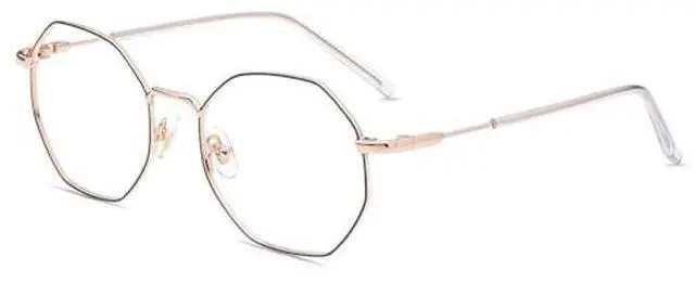 Main image of Firmoo Polygon Blue Light Blocking Glasses for Woman Men, Black Gold Blue Light Filter Computer Glasses Reduce Eyestrain Headache Metal Glasses