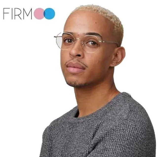 Alt view image 3 of 5 - Firmoo Polygon Blue Light Blocking Glasses for Woman Men, Black Gold Blue Light Filter Computer Glasses Reduce Eyestrain Headache Metal Glasses