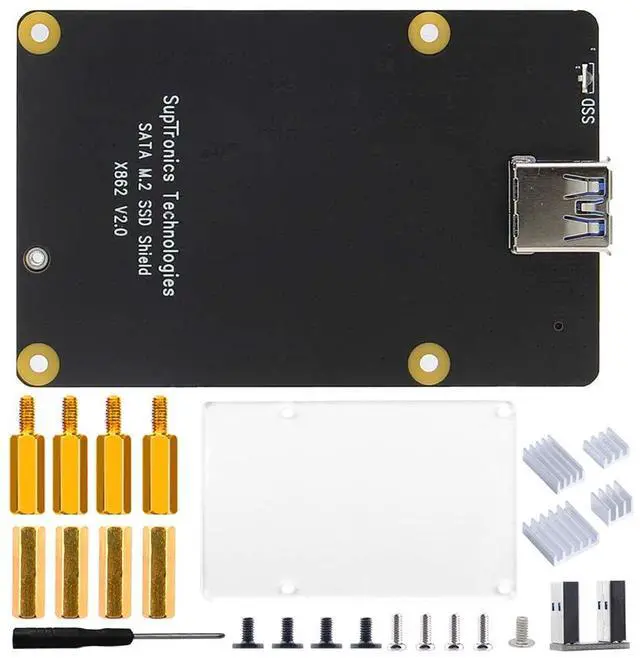 Main image of GeeekPi for Raspberry Pi 4,X862 V2.0 M.2 NGFF SATA SSD Storage Expansion Board with USB 3.1 Connection Support Key-B 2280 SSD Only