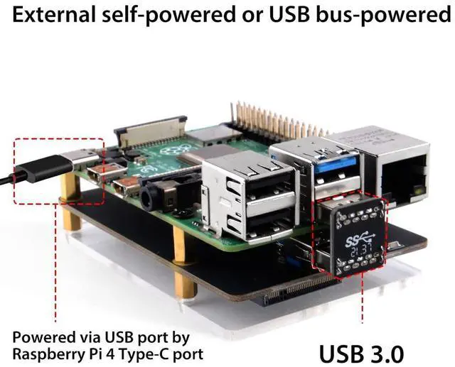 Alt view image 5 of 5 - GeeekPi for Raspberry Pi 4,X862 V2.0 M.2 NGFF SATA SSD Storage Expansion Board with USB 3.1 Connection Support Key-B 2280 SSD Only