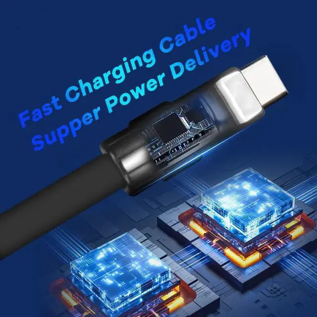 Alt view image 4 of 5 - Black Chubby - Special Black Samurai Edition Durable 240W Fast Charging Cable Ultra-Thick Silicone USB C Cable for iPhone 16/15 Series iPad MacBook Galaxy Series, Type C to Type C, 3.3FT