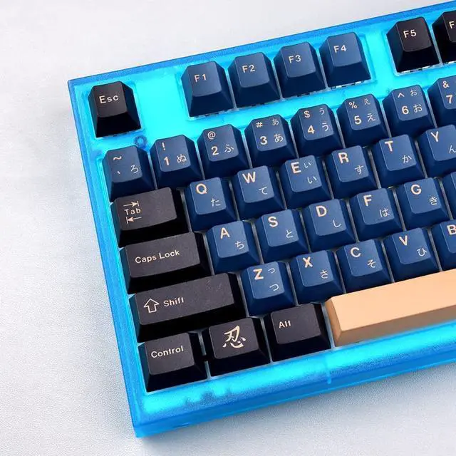 Alt view image 2 of 4 - PBT Keycaps,129 Keys Japanese Keycap Dye Sublimation for 61/64/68/87/96/104/108 MX Cherry Kailh Switch Mechanical Keyboard(Blue Samurai)