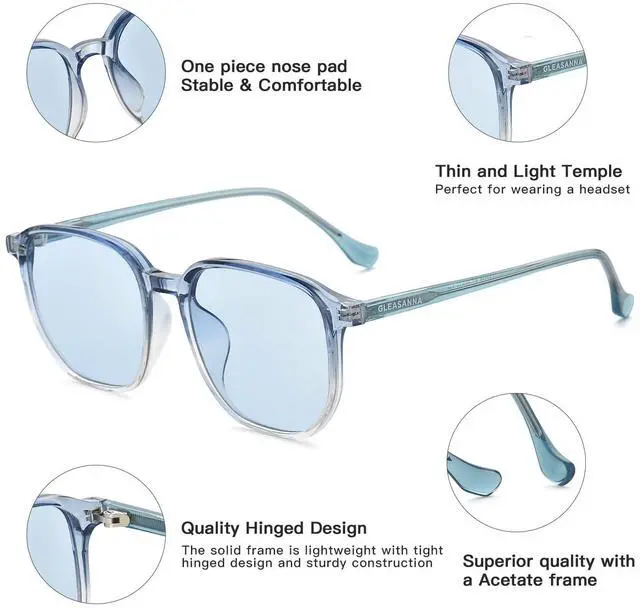 Alt view image 3 of 5 - GLEASANNA 99.9% Blue Light Blocking Glasses For Men Women Anti-Fatigue Computer Gaming Sleep Glasses Reduce Eye Strain