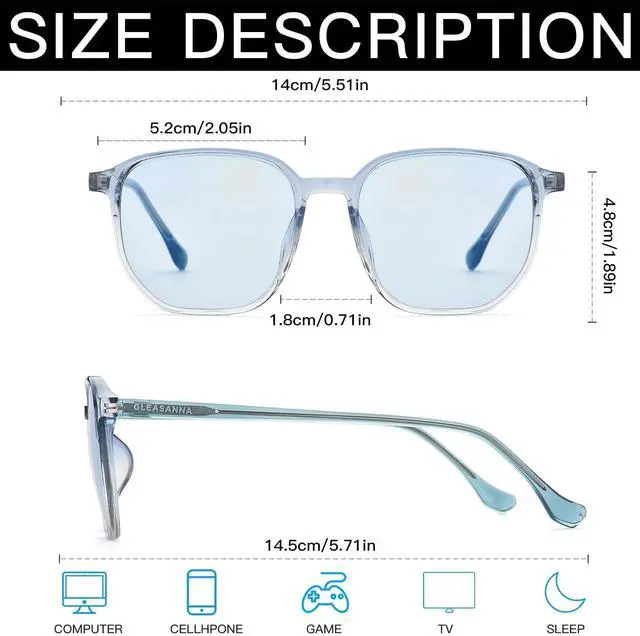 Alt view image 4 of 5 - GLEASANNA 99.9% Blue Light Blocking Glasses For Men Women Anti-Fatigue Computer Gaming Sleep Glasses Reduce Eye Strain
