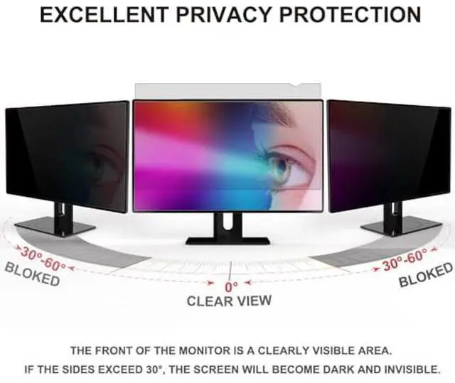 Alt view image 3 of 5 - 24 inch Computer Privacy Screen Filter - Suitable for 16:9 Aspect Ratio Widescreen Monitor - Blue Light Filter - Anti-Glare & Anti-Scratch Protector Film (24" Widescreen (16:9))