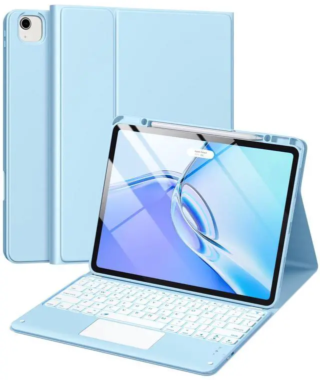 Main image of Harvopu for iPad Air 13 inch & Pro 12.9 Case with Keyboard - Multi-Touch Trackpad, 7 Colors Backlit, Detachable Folio Keyboard Cover for iPad Pro 12.9 (6th, 5th, 4th, 3rd gen), Air 13 M3/M2 (Sky Blue)