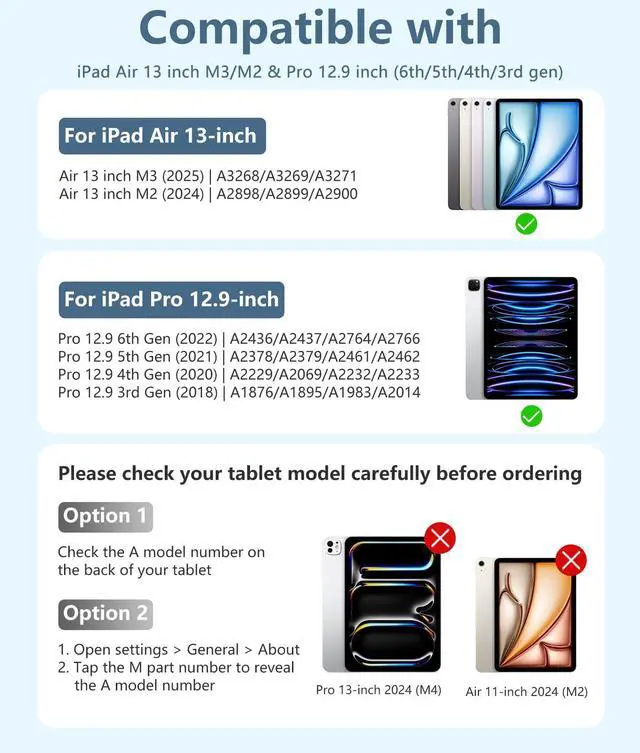Alt view image 2 of 5 - Harvopu for iPad Air 13 inch & Pro 12.9 Case with Keyboard - Multi-Touch Trackpad, 7 Colors Backlit, Detachable Folio Keyboard Cover for iPad Pro 12.9 (6th, 5th, 4th, 3rd gen), Air 13 M3/M2 (Sky Blue)