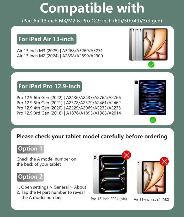 Alt view image 2 of 5 - Harvopu for iPad Air 13 Inch & Pro 12.9 Case with Keyboard - Multi-Touch Trackpad, 7 Colors Backlit, Detachable Folio Keyboard Cover for iPad Pro 12.9 (6th, 5th, 4th, 3rd gen), Air 13 M3/M2,Pine Green