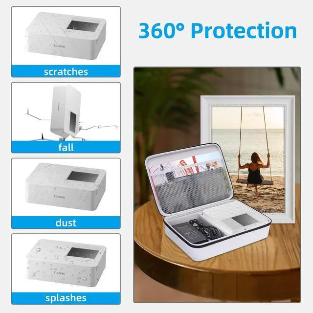 Alt view image 4 of 5 - HESPLUS Shockproof Hard Storage Case for Canon Selphy CP1500 CP1300 CP1200 Wireless Color Photo Printer - White