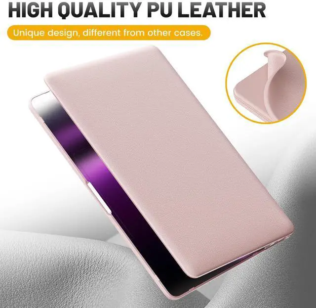Alt view image 4 of 5 - HXCASEAC Case Compatible with MacBook Pro 13 inch Case 2022 2020 with Foldable Stand, Anti-Scratching Protective Hard Shell Cover forA2338, A2289, A2251, A2159, A1989 PU Leather, Pink