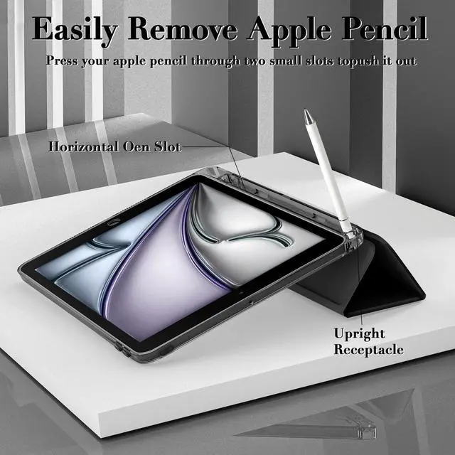 Alt view image 5 of 5 - Idocolors Cute Bow Knot Pad Case for 10.2 Inch iPad 9th/7th/8th Generation, Clear TPU Trifold Stand Back Cover with Pencil Holder, Auto Wake/Sleep Foldable Protective iPad 2021/2020/2019 Case